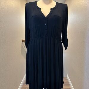 Torrid Black Knit Roll Sleeve Dress with Pockets Plus Size 2